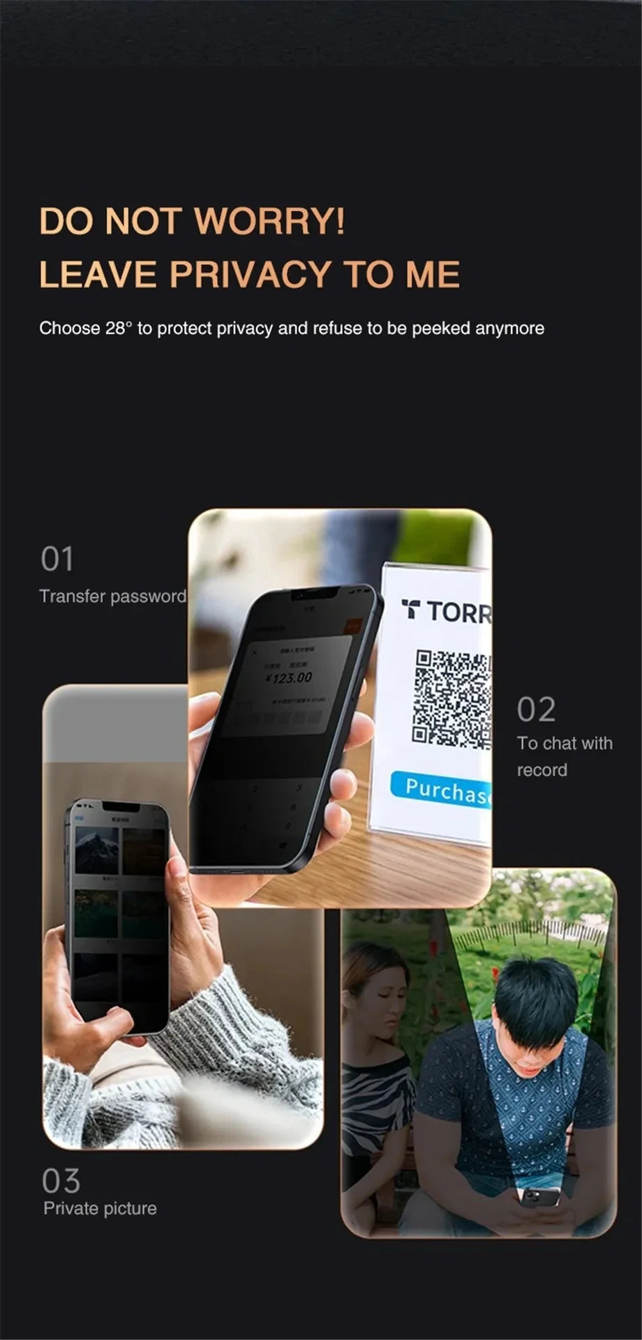 iPhone Privacy Screen Protector (1–4 Pack)