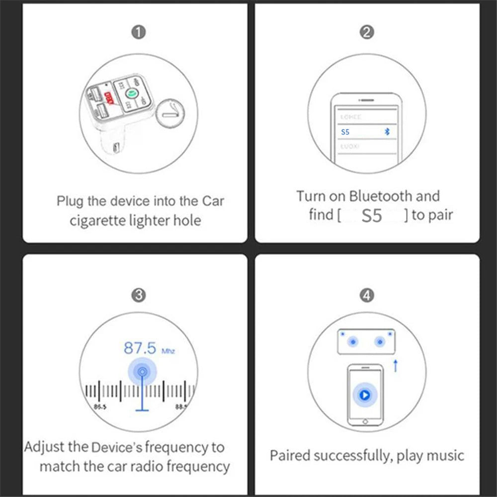 Bluetooth 5.0 FM Transmitter Car Charger