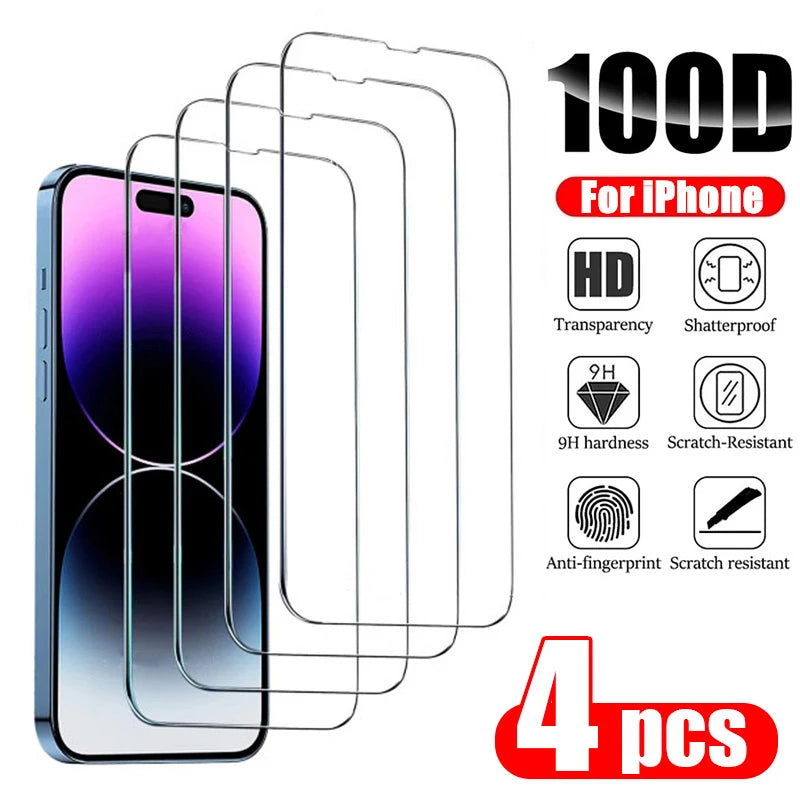 iPhone Tempered Glass Screen Protector (4-Pack)