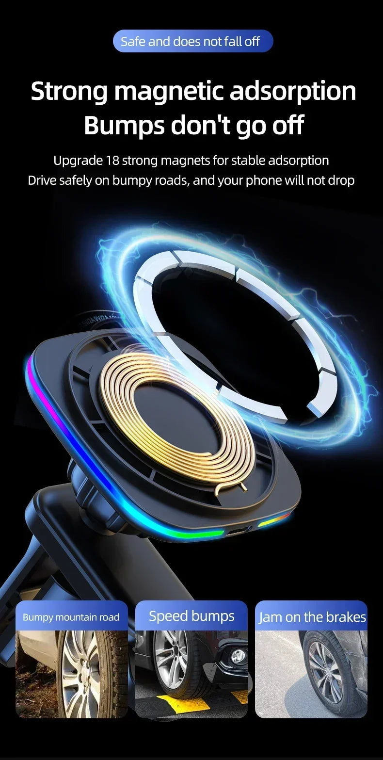 Magnetic Car Wireless Charger Holder (RGB)